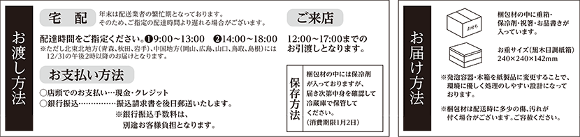 お渡し方法 お届け方法